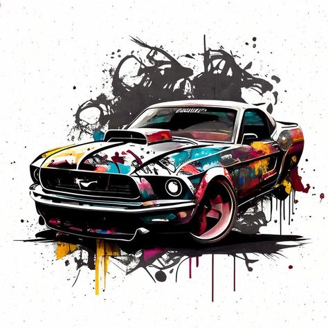 Check out this picture of this Classic Ford Mustang covered with a unique graffiti paint job! Look at the intricate details of the artwork and the vibrancy of the colors! This Mustang is an eye-catching ride that any car enthusiast would be proud to drive around in. #Ford #Mustang #ClassicCar #GraffitiArt #PaintJob #Cars #ClassicCars #CarLove #VintageCar #Ride #Automotive #Automobile #StreetArt #Vibrant #Colors #CarEnthusiast #InteriorDesign #AutoLovers #FordMustang Mustang Paint Jobs, Car Artwork Automotive Art, Mustang Illustration, Graffiti Car, Classic Ford Mustang, Car Graffiti, Ford Mustang 1969, Mustang Art, Mustang Wallpaper