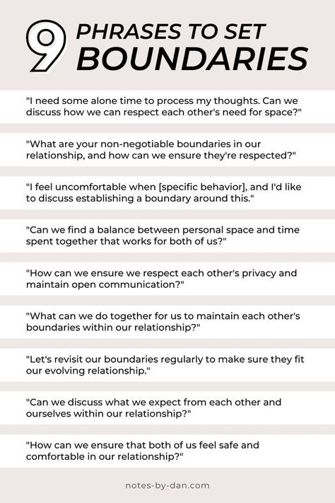 9 phrases to set boundaries Effective Communication Skills Relationships, Examples Of Healthy Boundaries, Conversation Boundaries, Boundaries For Relationships, Healthy Boundaries Examples, Examples Of Boundaries In Relationships, Relationship Boundaries List, Communicating Boundaries, Feminine Communication