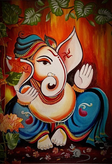 Ganapathi Canvas Painting, Ganpati Drawing Canvas, Lord Ganesha Paintings Easy, Ganapati Canvas Painting, Ganesh Painting Acrylics, Ganesh Ji Painting Easy, Ganesh Ji Canvas Painting, Ganpati Paintings Canvases, God Painting Indian Easy