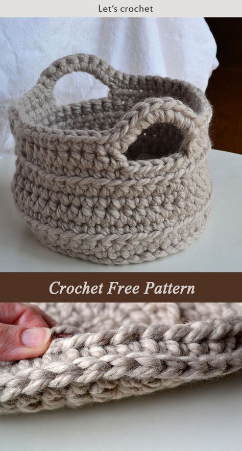 Amigurumi Patterns, Crochet Storage Baskets, Crochet Basket Pattern Free, Crochet Mobile, Basket Crochet, Crochet Storage, Crochet Flowers Free Pattern, Basket Pattern, Crochet Free Pattern
