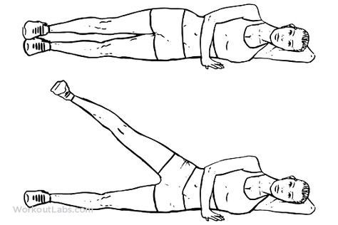 Lying Side Leg Lifts / Lateral Raises / Hip Abductors / Adductors Side Leg Lifts, Leg Lifts Workout, Lying Leg Lifts, Exercise Images, Hip Flexor Exercises, Straight Leg Raise, Plank Workout, Gym Routine, Leg Lifts