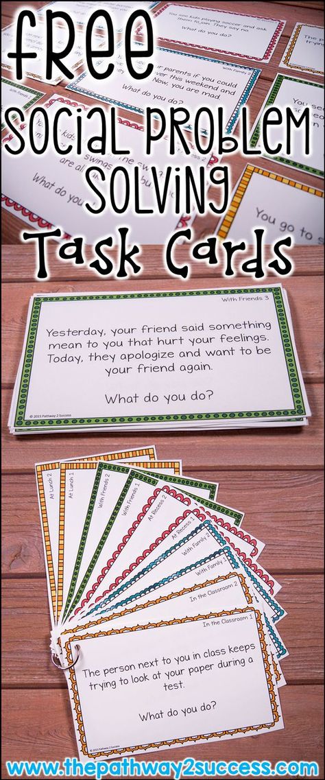 FREE social problem solving task cards and ideas for how to teach social problem solving! School Psychology, Social Thinking, Counselling Activities, Social Problem Solving, Social Skills Groups, Social Skills Activities, Teaching Social Skills, School Social Work, Counseling Activities