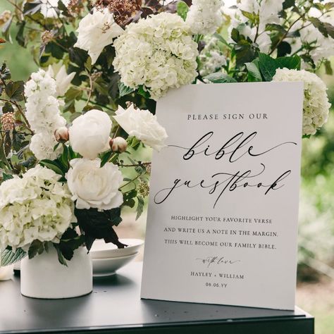 Sign Our Bible Wedding Guestbook Bible Wedding, Wedding Guestbook Sign, Wedding Bible, Bible Verse Signs, Script Text, Shop Sign, Calligraphy Script, Guest Book Sign, The Script