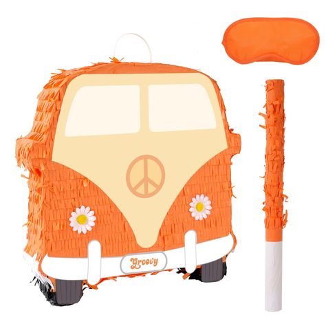 PRICES MAY VARY. Unique and eye-catching design: Our Hippie Van Pinata is a must-have for any groovy party or retro-themed event with its vibrant colors and iconic hippie van shape. High-quality construction: Made from durable materials, this pinata can withstand even the most enthusiastic hitters, ensuring hours of fun-filled celebration. Size: With dimensions of 13 inches, this pinata is the perfect size to fit in any space, delighting kids and adults alike. Easy to fill and hang: Our pinata f