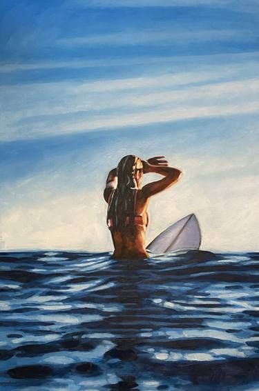 Surf Art Painting, Surfer Painting, Thomas Saliot, Surf Painting, Surfing Aesthetic, Beach Wall Collage, Sunset Surf, Surf Poster, Painting Sunset