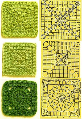 SQUARE | por atelierose Motif Kait, Pola Kotak, Granny Pattern, Corak Menjahit, Confection Au Crochet, Crochet Blocks, Crochet Motifs, Crochet Square Patterns, Granny Squares Pattern