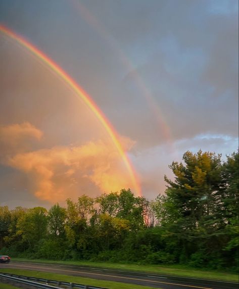 rainbow, double, driving, road, storm, rain, trees, sky Trees, Photo Art, Collage, Nature, Double Rainbows, Driving Road, Double Rainbow, Nature Photo, Nature Photos