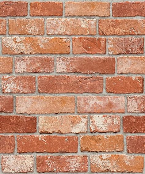 Vintage Brick Pattern Self-Adhesive Peel-Stick Prepasted Wallpaper (HSV632) - - Amazon.com Contact Paper Ideas, Half Brick Wall, Wallpaper For Kitchen Cabinets, Contact Paper Wall, Faux Brick Wallpaper, Brick Paper, Brick Wall Texture, Brick Material, Red Brick Wall