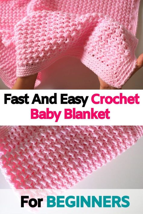 Fast And Easy Crochet Baby Blanket For BEGINNERS. This crochet baby blanket for beginners is the easiest blanket ever! The pattern is really simple as it is just one-row repeat and using a big hook makes working this blanket really fast. Fast And Easy Beginner Blanket designed by Sirin’s Crochet has a cozy and warm texture and is really quick and easy to crochet.  #crochetblanket #babyblanket #crochetforbeginners #urbakicrochet #fastandeasycrochet Easiest Crochet Baby Blanket Free Pattern, Easy And Fast Crochet Blanket, Beginner Crochet Baby Blanket Free Pattern, Tunisian Free Crochet Patterns, Crochet Fast Baby Blanket, First Time Crochet Blanket, Really Easy Things To Crochet For Beginners, Fastest Crochet Baby Blanket, Crochet Baby Blanket Fast