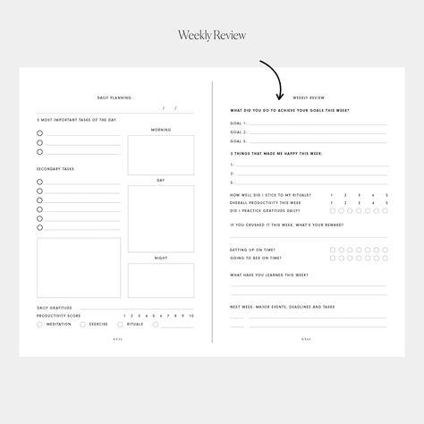 Disc Get It Done Planner productplannertemplate #freeprintables💤 Organisation, Yearly Goals Planner, Monthly Review Template, Wellness Journal Template, Daily Study Planner, Time Blocking Template, Modern Journal, Weekly Planner Ideas, Daily Planner Ideas