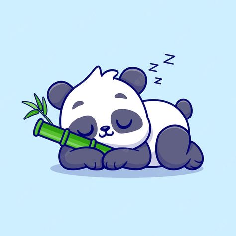 Cute Panda With Bamboo Drawing, Sleeping Panda Cartoon, Illustration Cartoon Art, Sleeping Panda Wallpaper, Cute Animal Illustration Art, Cartoon Art Cute Animal, Panda Illustration Cute, Cute Panda Cartoon Kawaii, Panda Sleeping Cartoon