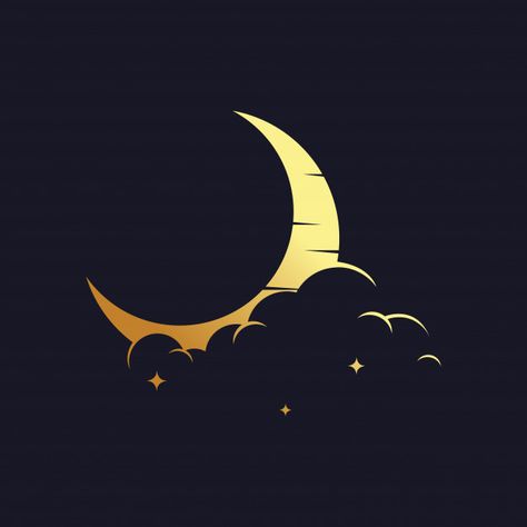 Gold crescent moon logo Premium Vector | Premium Vector #Freepik #vector #logo Crescent Moon Silhouette, Luna Logo Design, Cloud Branding, Moon Logo Ideas, Dream Logo Design, Logo Lune, Crescent Moon Logo, Dreamy Logo, Logo Voyage