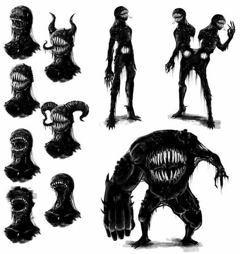 Dark Anime Art, Tar Monster, Creepy Monster, Creepy Drawings, Monster Drawing, 다크 판타지, Monster Concept Art, Concept Art Drawing, Arte Obscura