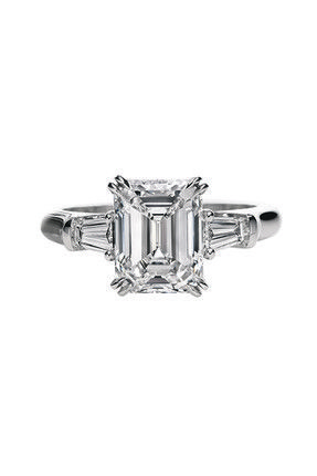 Harry Winston ring Engagement Ring With Tapered Baguettes, Harry Winston Ring, Harry Winston Engagement Rings, Tapered Engagement Ring, Baguette Side Stones, Emerald Cut Diamond Engagement Ring, Baguette Diamond Rings, Baguette Ring, Emerald Cut Rings