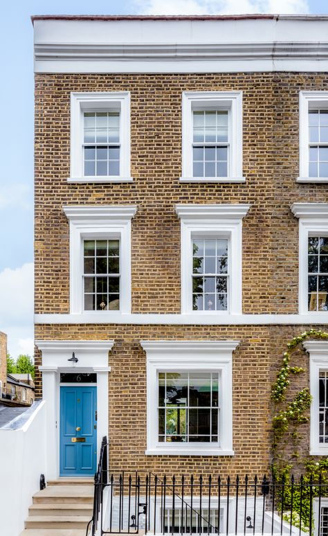 Studio Indigo – Listed Townhouse London Georgian Townhouse, Georgian Townhouse Exterior, Victorian Townhouse London, Georgian Townhouse Interior, English Townhouse Exterior, British House Exterior, British Townhouse, Townhouse Interior Design, Indigo Interior