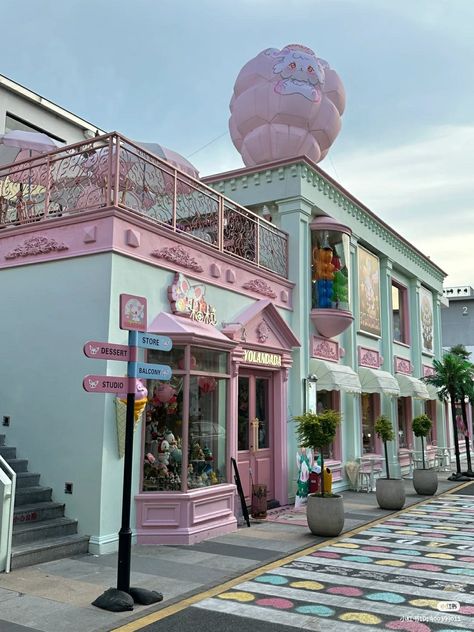 unfiltered background. Lilac Cafe Aesthetic, Kawaii Cafe Exterior, Boba Shop Exterior, Cute Cafe Exterior, Cute Bakery Aesthetic, Bakery Exterior, Aesthetic Bakery, Unfiltered Background, Cafe Exterior