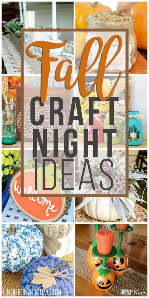 Fall craft night ideas - get crafty with some friends and host a fall craft night! Here's a great list of projects to do at your craft party. #craftnight #craftparty #fallcrafts Fall Craft Night Ideas, Fall Craft Night, Craft Night Ideas, Fall Craft Ideas, Fall Crafts For Adults, Girls Night Crafts, Kerajinan Diy, Fun Fall Crafts, Idee Cricut