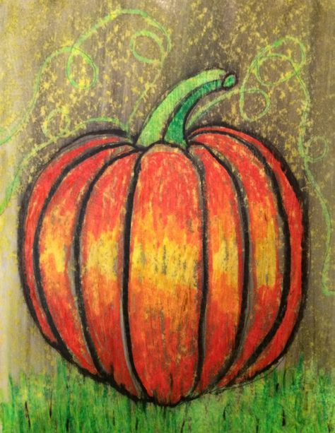 First grade pumpkin art project with oil pastels, Fall Art, Thanksgiving Art Pumpkin Art Project, Halloween Art Lessons, Thanksgiving Art Projects, Art Thanksgiving, Halloween Art Projects, First Grade Art, Photo Drawing, Art Pumpkin, Fall Art Projects