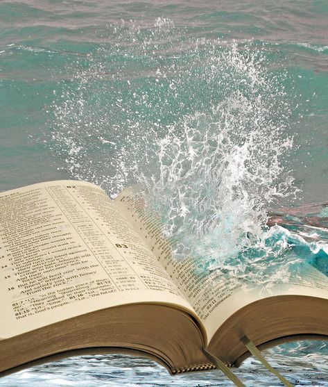 Waters of bible truth. Photo of crashing wave on open bible pages depicting refr , #Sponsored, #Photo, #crashing, #truth, #Waters, #bible #ad Bible Pages, Bible Photos, Open Bible, Church Backgrounds, Jesus Artwork, Christian Backgrounds, Pictures Of Christ, Bible Images, Jesus Photo