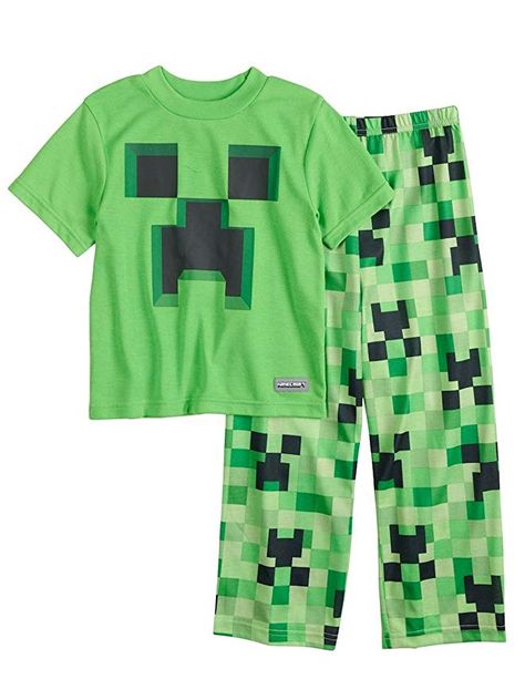 Get ready for adventure in this awesome Minecraft Creeper pajama set! This boy's pajama set includes a short sleeve top with matching pajama bottoms. These pajamas feature double stitched hems, an elastic waist, and sublimated graphics of your favorite Minecraft character: Creeper! It's the pefect sleepwear for any Minecraft fan! Wallets For Boys, Silly Clothes, Creeper Minecraft, Minecraft Creeper, Boys Pajamas, Pajama Sets, Creepers, Dream Clothes, Look Cool