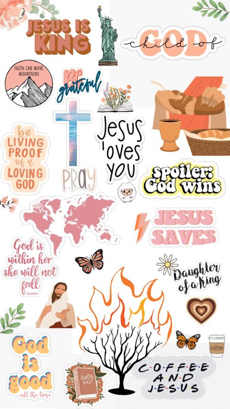 Bible Stickers Printable, Christian Stickers Free Printable, Christian Puns, Christian Clip Art, Bible Journal Stickers, Jesus Stickers, Bible Stickers, Church Bulletins, Stickers Jesus