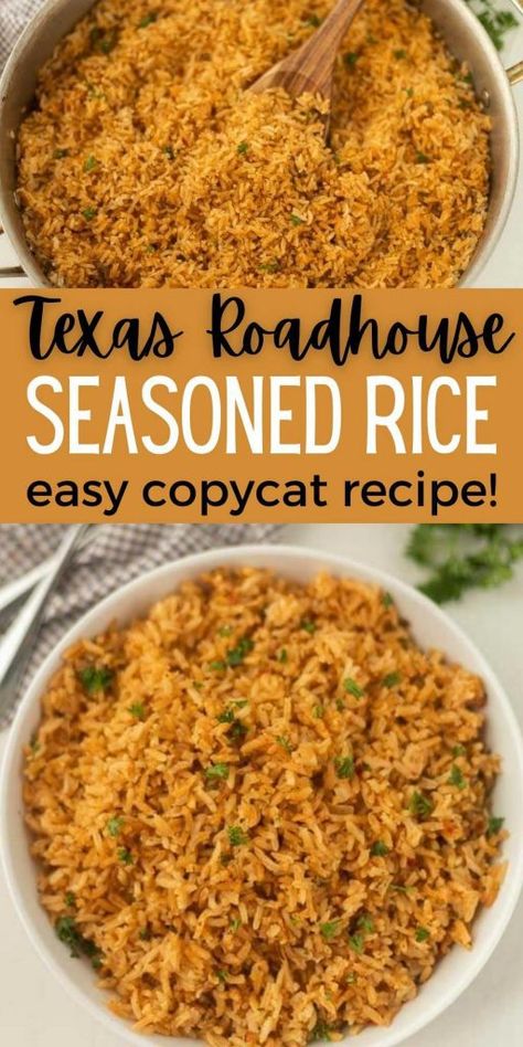 Seasoning Rice Easy, Healthy Seasoned Rice, Basic Rice Recipe, Essen, Copycat Texas Roadhouse Seasoned Rice, Roadhouse Rice Recipe, Great Rice Recipes, Seasoned Rice Texas Roadhouse, Dinner Rice Ideas