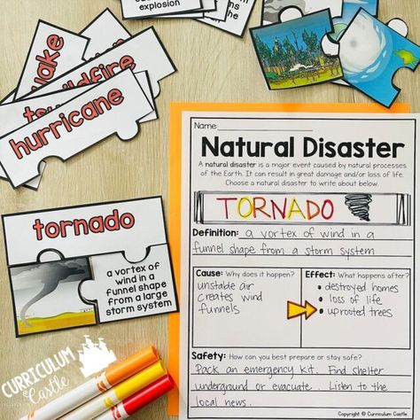 Natural Disaster Science Activities for Kids - Curriculum Castle Natural Hazards Activities, Natural Disasters Activities For Kids, Tornado Crafts For Kids, Tornado Diorama, Natural Disasters Project, Star Of The Week Poster, Tornado Craft, Natural Disasters For Kids, Types Of Disasters