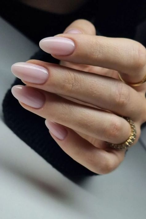 milky pink nails Light Pink Nails Oval Shape, Natural Nail Color Acrylic, Glossy Nails Pink, Pink Nails Neutral, Almond Milky Pink Nails, Ballet Pink Nails Acrylic, Dusty Pink Almond Nails, Flesh Pink Nails, Clean Girl Pink Nails