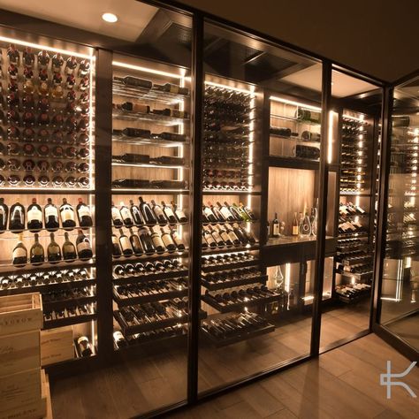 Wine Cellar Inspiration, Wine Shop Interior, Wine Cellar Wall, Wine Room Design, Wine Cellar Basement, Custom Wine Rack, Glass Wine Cellar, Wine Closet, Modern Home Bar