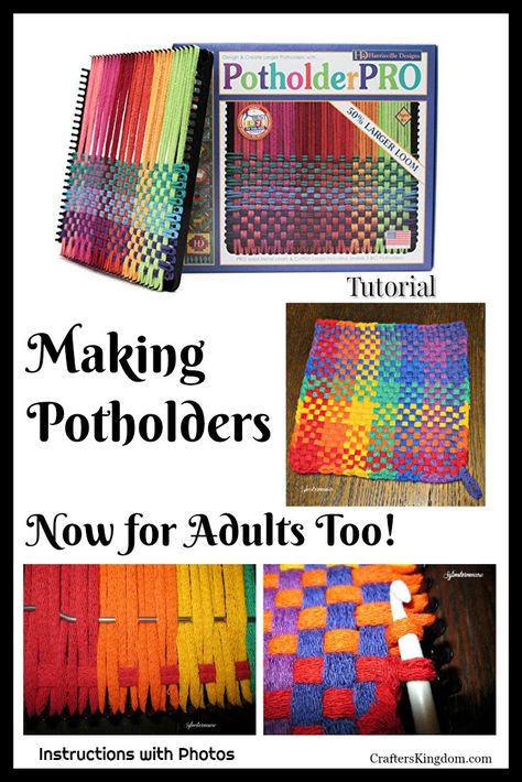 Potholder Pro Loom Kit - Making Large Potholder Tutorial Amigurumi Patterns, Potholder Crafts, Potholder Loom Patterns, Loom Potholders, Potholder Tutorial, Weave Loom, Woven Potholders, Potholder Designs, Pin Loom