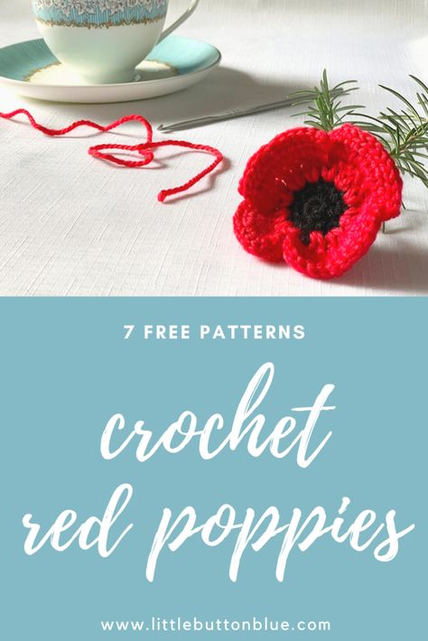 Amigurumi Patterns, Knitted Poppy Free Pattern, Crochet Poppy Free Pattern, Poppy Crochet, Crochet Poppy Pattern, Knitted Poppies, Crochet Cherry, Knit Flowers, Poppy Craft