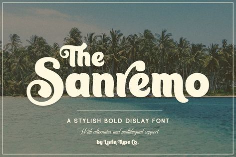 **Sanremo** - this bold display font is a stylish and original multipurpose font in a modern style with many alternatives and ligatures that are very attractive, with their help you can make your project unique. and also use the main set to highlight exactly what you need. All characters in this font are PUA-encoded and can be accessed from Glyph panel. --- *Following international symbols support: * --- Zip includes: **Sanremo .otf .ttf .woff. woff2. eot.** If you need help, just write me! Enjo Postcard Font, Numbers Tattoo, 10 Tattoo, Create Font, Type Treatments, Display Font, Design Ui, Font Design, Modern Fonts