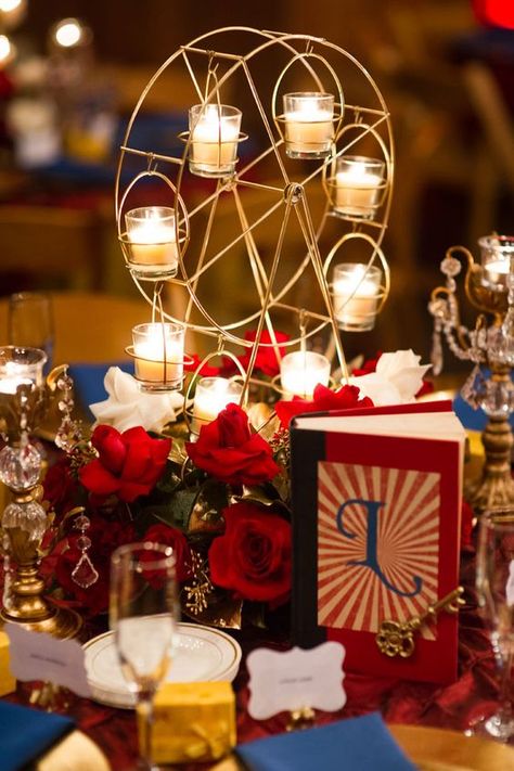 A colorful, multicultural New Year's Eve wedding in California with a vintage circus theme inspired by Water for Elephants | Rachael Hall Photography: http://www.rachaelhallphotography.com Palace Decorations Party, Circus Theme Event Decor, Vintage Carnival Party Decorations, Circus Auction Theme, Circus Theme Fundraiser, The Greatest Showman Wedding, Carnival Table Centerpieces, Adult Circus Party, Circus Theme Wedding