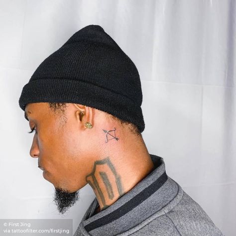 Sagittarius Zodiac sign behind the left ear. Behind The Ear Sagittarius Tattoo, Sagittarius Tattoo Behind The Ear, Behind Ear Tattoo Sagittarius, Sagittarius Behind The Ear Tattoo, Sagittarius Ear Tattoo, Bow And Arrow Tattoo Men, Sagittarius Tattoo Behind Ear, Sagittarius Tattoo Men, Sagittarius Tattoo Minimalist