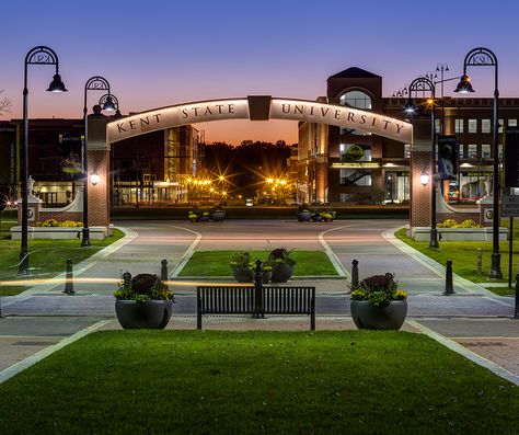 Esplanade to downtown Kent! Kent State University Aesthetic, Usa University, University Dorms, Campus Design, Kent State University, Gate Ideas, Kent State, Residence Hall, Fashion Merchandising