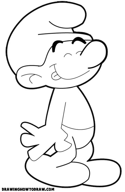 Smurfs Coloring Book Page Print Out Smurfs Drawing, Easy Step By Step Drawing, Easy Disney Drawings, Valentines Day Drawing, Draw Step By Step, How To Draw Steps, Drawing Lesson, Drawing Tutorials For Kids, Disney Sketches