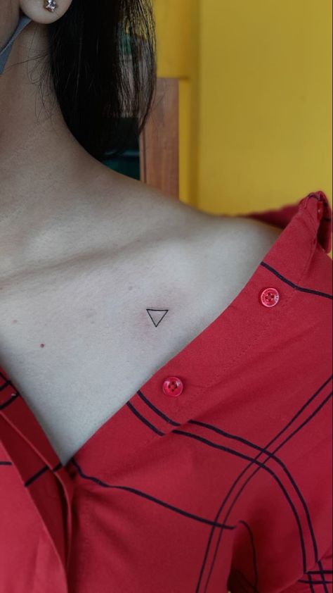 Minimal Triangle Tattoo Tattoos, Minimal Triangle Tattoo, Tiny Tattoos, Triangle Tattoo