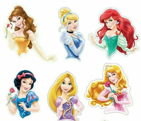 There is one mixed sheet with the 11 Disney Princess cupcake toppers and then a full sheet of 12 of each design so you can mix and match and print off as many a Disney Princess Cupcake Toppers, Baby Disney Princess, Happy Birthday Disney Princess, Princess Birthday Cupcakes, Kue Disney, Printable Disney Princess, Cinderella Cupcake Toppers, Disney Princess Printables, Disney Princess Cake Topper