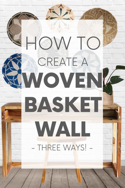 Coastal Baskets On Wall, Eco Friendly Wall Art, Large Wall Baskets, Wall Basket Layout, Basket Collage On Wall, Decorating With Baskets On The Wall, Basket On Wall Decor, Basket Wall Decor Modern, How To Hang Baskets On Wall