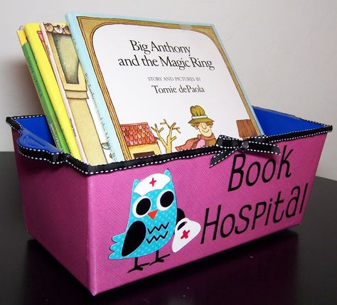 Library Essential - Book Hospital | Learning In Wonderland Organisation, Come And Get Me, Book Hospital, Making A Book, Owl Theme Classroom, Owl Classroom, Doctor For Kids, Library Inspiration, Teaching Inspiration