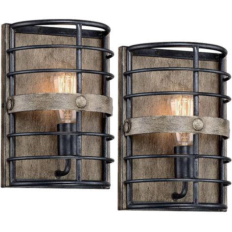 An eye-catching design blends a half-circle cage screen over a rectangular bronze metal plate, offering a peek-a-boo view of a singular bulb. Freshly styled with a touch of industrial fare, it's a gorgeous accent for any setting. This oil rubbed bronze arch wall light from Franklin Iron Works™ fits right in to earthy, nature-inspired decor themes. Wall Light Sconces, Rustic Bathroom Lighting, Rustic Wall Lighting, Industrial Farmhouse Decor, Arch Wall, Bronze Bathroom, Sconces Bedroom, Nature Inspired Decor, Wall Lighting Design