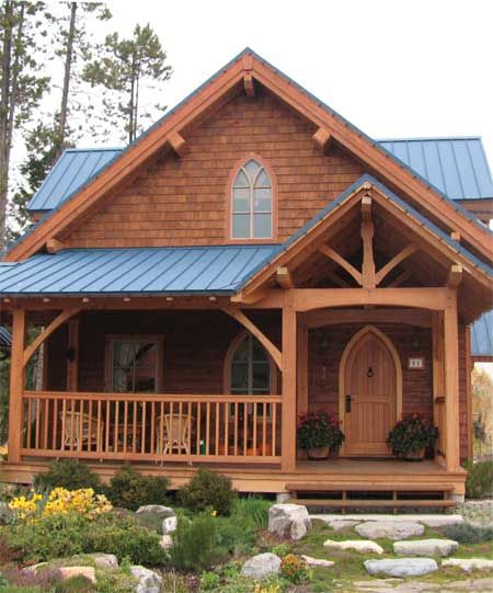 Timber Frame Porch, Timber Home, Timber Frame House, Timber Homes, Blue Roof, Rustic Exterior, Cabin Exterior, Home Floor Plans, Frame House