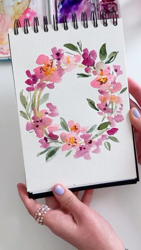 Acuarela Ideas, Loose Florals, Watercolour Florals, Painted Cards, Watercolor Flowers Tutorial, Sketchbook Illustration, Flowers Tutorial, Watercolor Tutorial, Diy Watercolor Painting