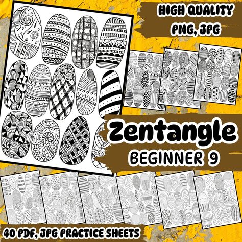 Zen Doodle, Zentangle Patterns, Doodle Practice Sheets, Doodle Practice, Patterns Zentangle, Zentangle Tutorial, Zentangle Designs, Rock Ideas, Zentangle Art