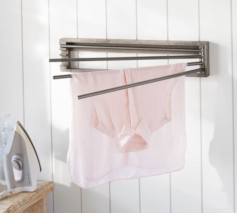 Mission Modular Laundry Drying Rack | Pottery Barn Laundry System, Compact Laundry, Laundry Room Storage Shelves, Room Storage Diy, Drying Rack Laundry, Laundry Drying, Laundry Room Inspiration, Clothes Drying Racks, Small Laundry