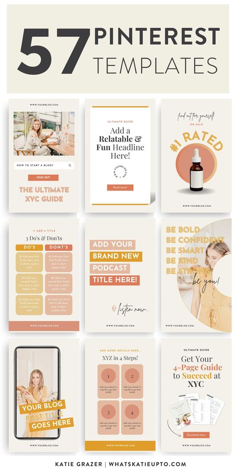 Your brand new Pinterest Templates are here! Get your hands on 57 Pinterest Pin Templates fully editable in Canva FREE. Designed to grow your Pinterest traffic, sales, and engagement. Edit effortlessly inside Canva; change colors, add your fonts and images, and boom, you're done. Pin Designs that take a second to create + help you go viral on Pinterest! Stop hustling now - To get Katie's Pin Templates CLICK HERE! | Pinterest Marketing, Pinterest for Business, Canva Templates, Idea Pin Template #printmockup #mockupdesign #productmockup #psdmockup #mockupfree #mockuptemplates #packagingmockup Pinterest Pins Template, Canva Pinterest Templates, Free Pinterest Templates For Canva, Pinterest Templates Canva, Pinterest Pin Templates, Canva Inspiration, Free Canva Templates, Pinterest Template, Apartment Tips