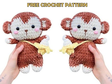 Couture, Amigurumi Patterns, Monkey Amigurumi Free Pattern Crochet, Free Crochet Patterns Monkey, Monkey Amigurumi Pattern, Amigurumi Free Pattern Monkey, Monkey Pattern Crochet, Crochet Monkey Plush, Monkey Free Crochet Pattern