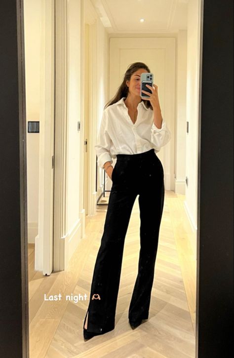 Business Professional Outfits Nyc, Women Suits Professional, Female Conference Outfit, Black Shirt Office Outfit, Powerful Women Outfits Business, Office Heels Outfit, Women In Slacks Outfit, London Corporate Fashion, Business Slacks Women