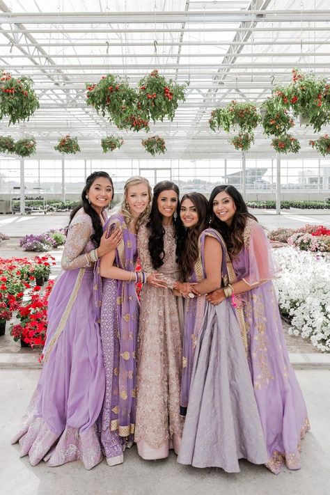 Indian Wedding Outfits Purple, Desi Wedding Inspiration, Indian Bridal Party Outfits, Purple Desi Dress, Indian Wedding Party Outfits, Desi Wedding Dresses Bridesmaid Outfits, Indian Wedding Bridesmaids Outfits, Purple Indian Wedding Dress, Purple Indian Outfit