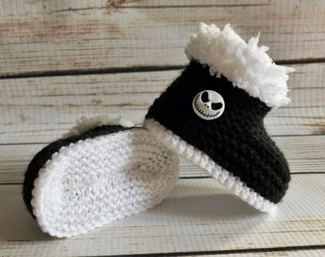 Gothic Baby Clothes, Knitted Baby Booties, Gothic Baby, Punk Baby, Goth Baby, Christmas Patchwork, Knit Baby Booties, Knitted Booties, Cool Baby